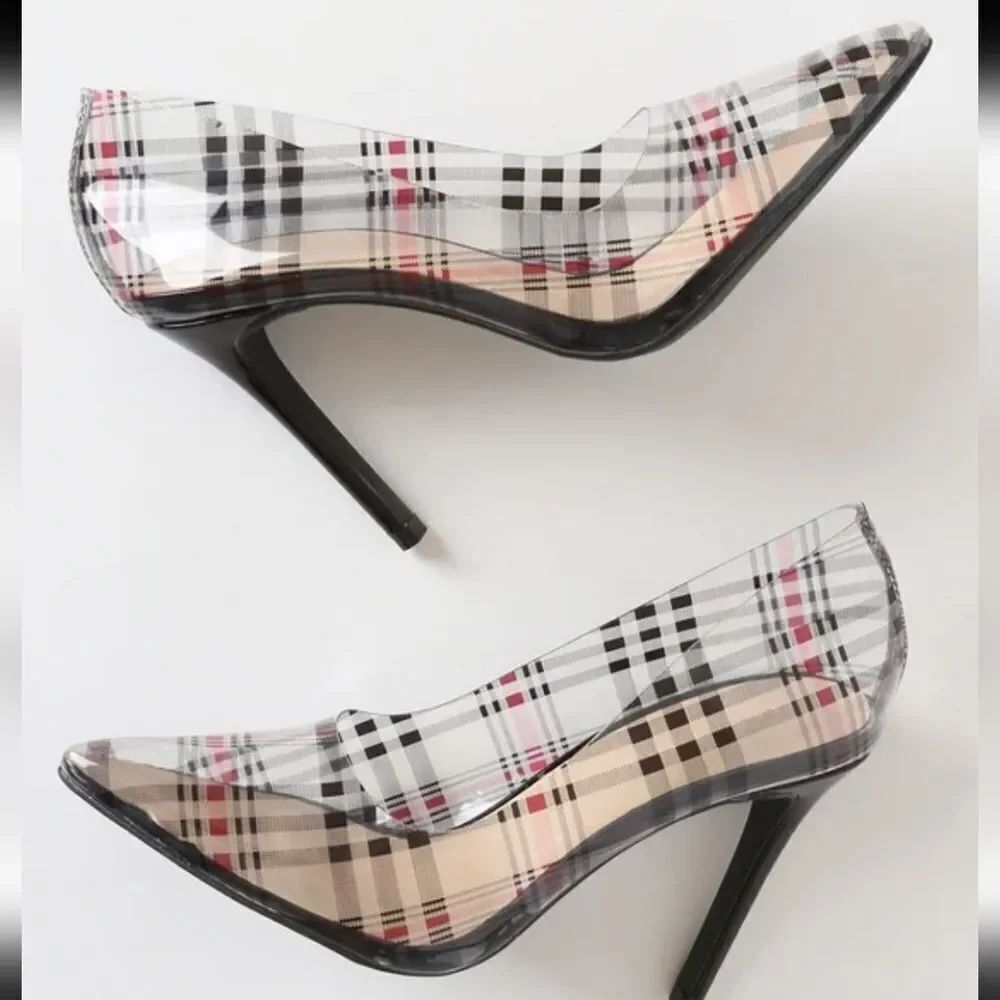 WILD DIVA PLAID POINTED TOE HIGH HEEL STILETTOS PUMP S2 - Picture 15 of 16